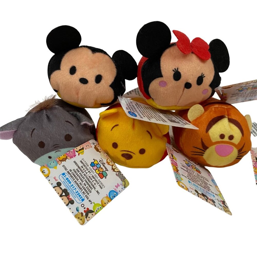 Disney Tsum Tsum Mini Plush Lot of 5 Winnie the Pooh Eeyore Tiger Mickey Minnie
